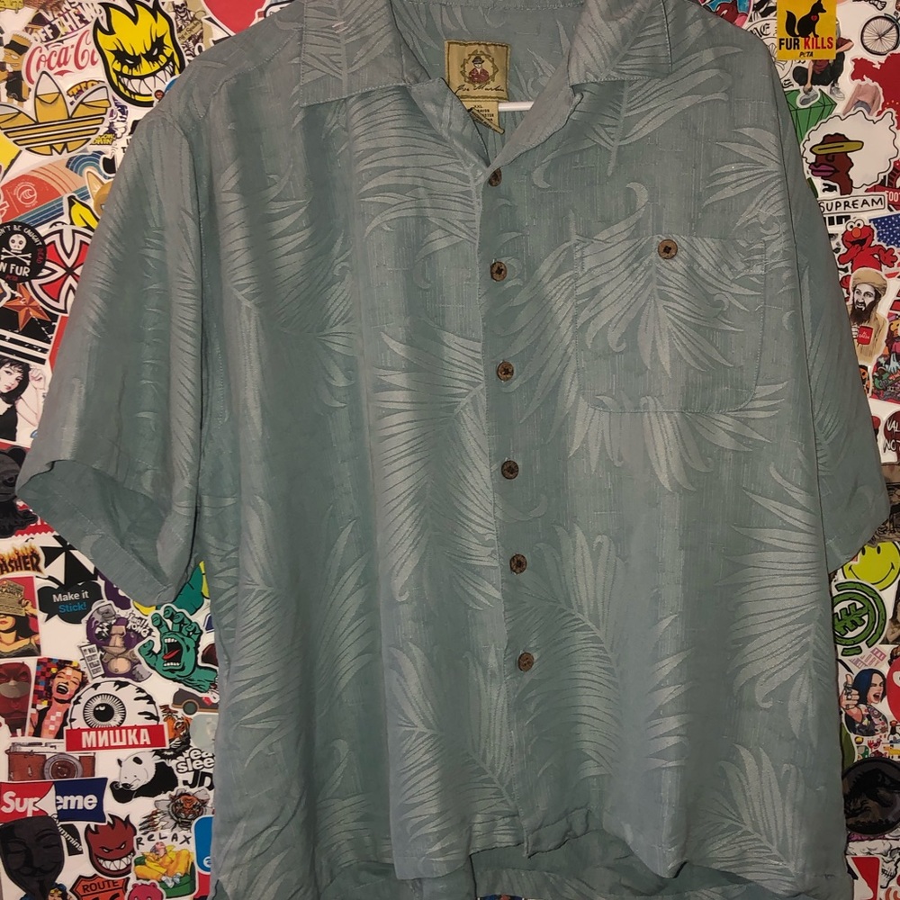 Baby Blue Hawaiian Button Up Shirt